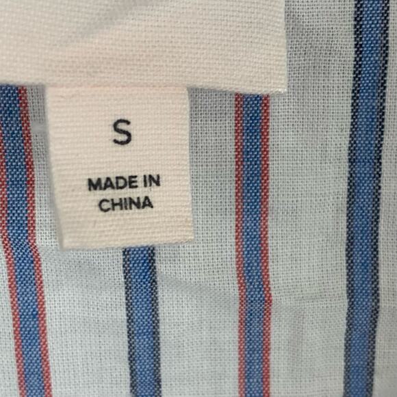 Cinq A Sept Blouse Lillian Faux Wrap Blue Red Stripe High Low Elastic Size Small - Picture 6 of 10